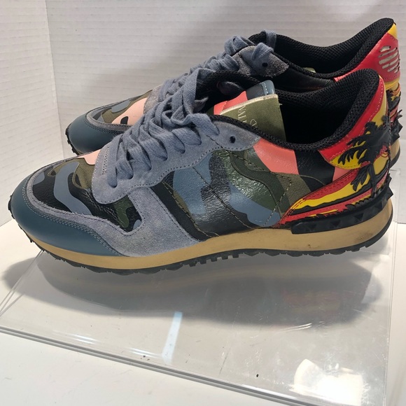 Valentino Garavani Hawaiian Couture Camo Print Low Top Sneakers Mens 39 - Picture 5 of 11